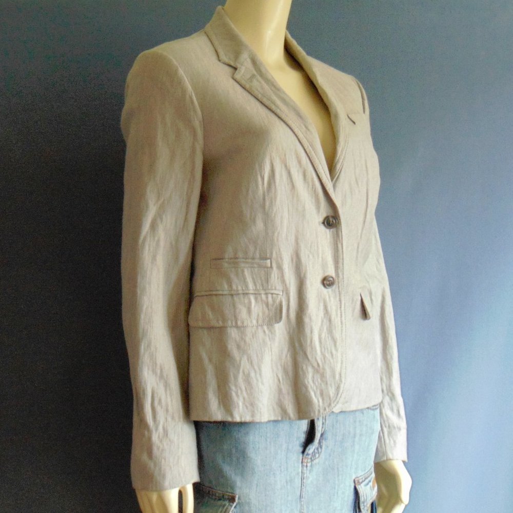 J. Crew Flax Beige Metallic Schoolboy Jacket 10 - Picture 4 of 8